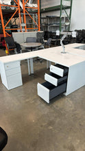 Load image into Gallery viewer, Used White Steelcase L-Shape Desks w/ Storage
