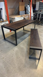 Custom Industrial Solid Wood Dining & Meeting Table Set