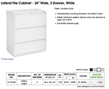 Load image into Gallery viewer, Used White 3 Drawer Lateral File Cabinets
