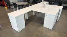 Load image into Gallery viewer, Used White Steelcase L-Shape Desks w/ Storage
