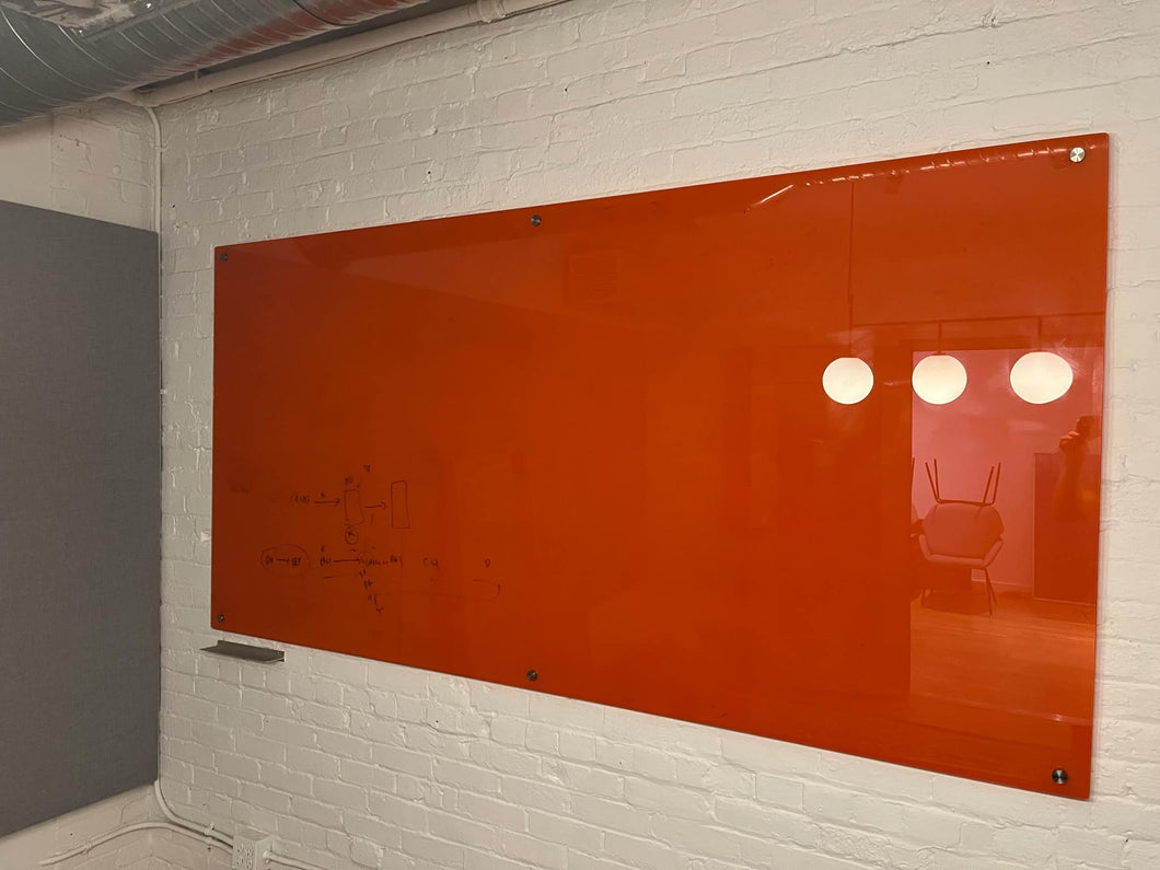 Used 8x4 Glass Orange Dry Erase Whiteboard