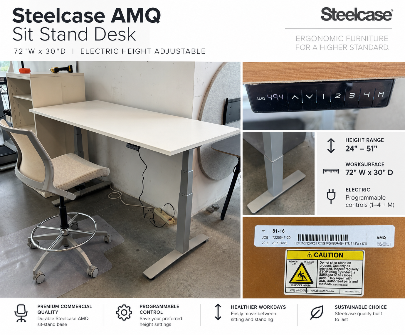 Steelcase AMQ Electric Height Adjustable Desk