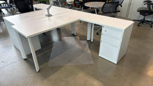 Load image into Gallery viewer, Used White Steelcase L-Shape Desks w/ Storage
