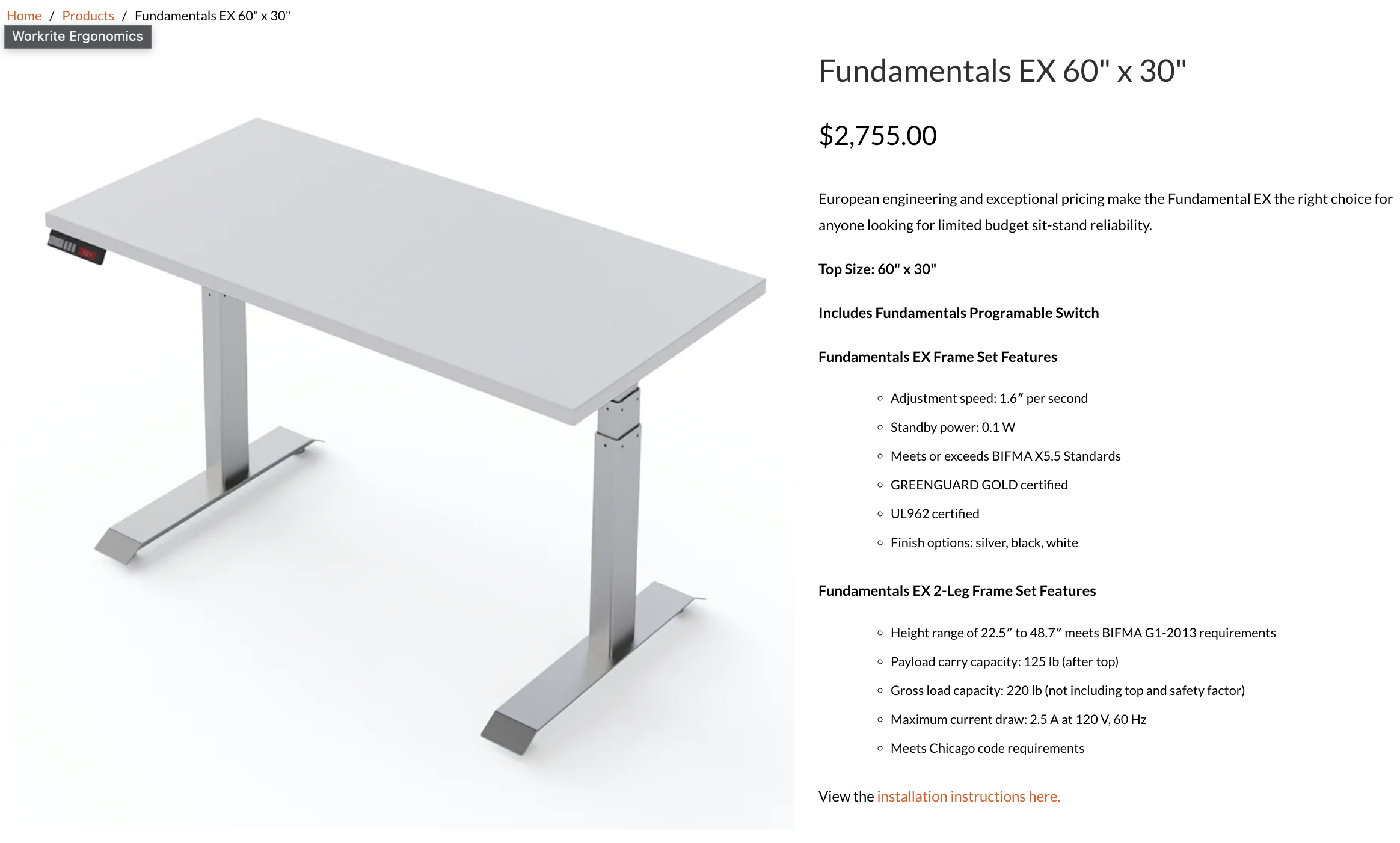 Steelcase "Workrite EX" Dual Motor Electronic Sit-Stand Desk (White/Silver) - 72" x 24"