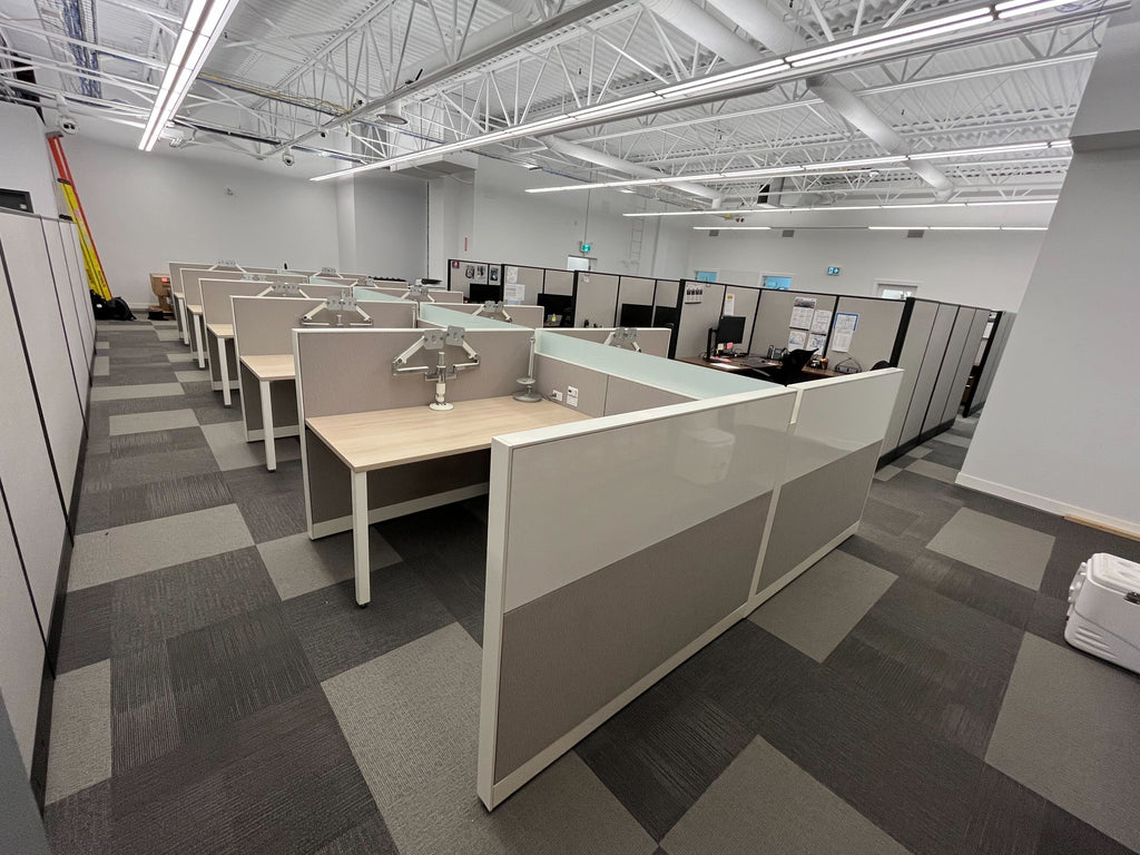 Steelcase Powered Workstation Pods (60” x 30”) with Monitor Arm, Light & Pedestal