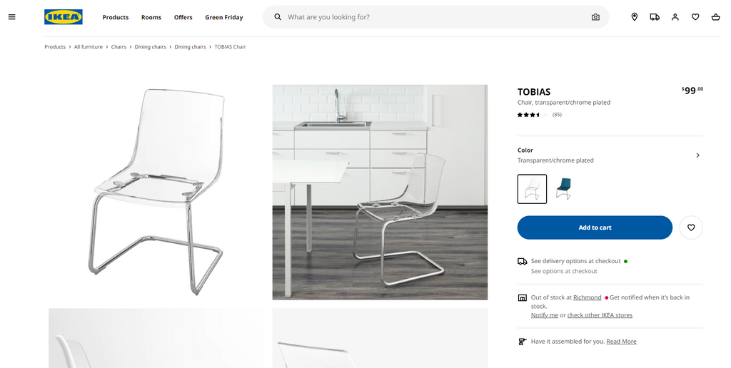 IKEA Tobias Transparent Plastic Chair